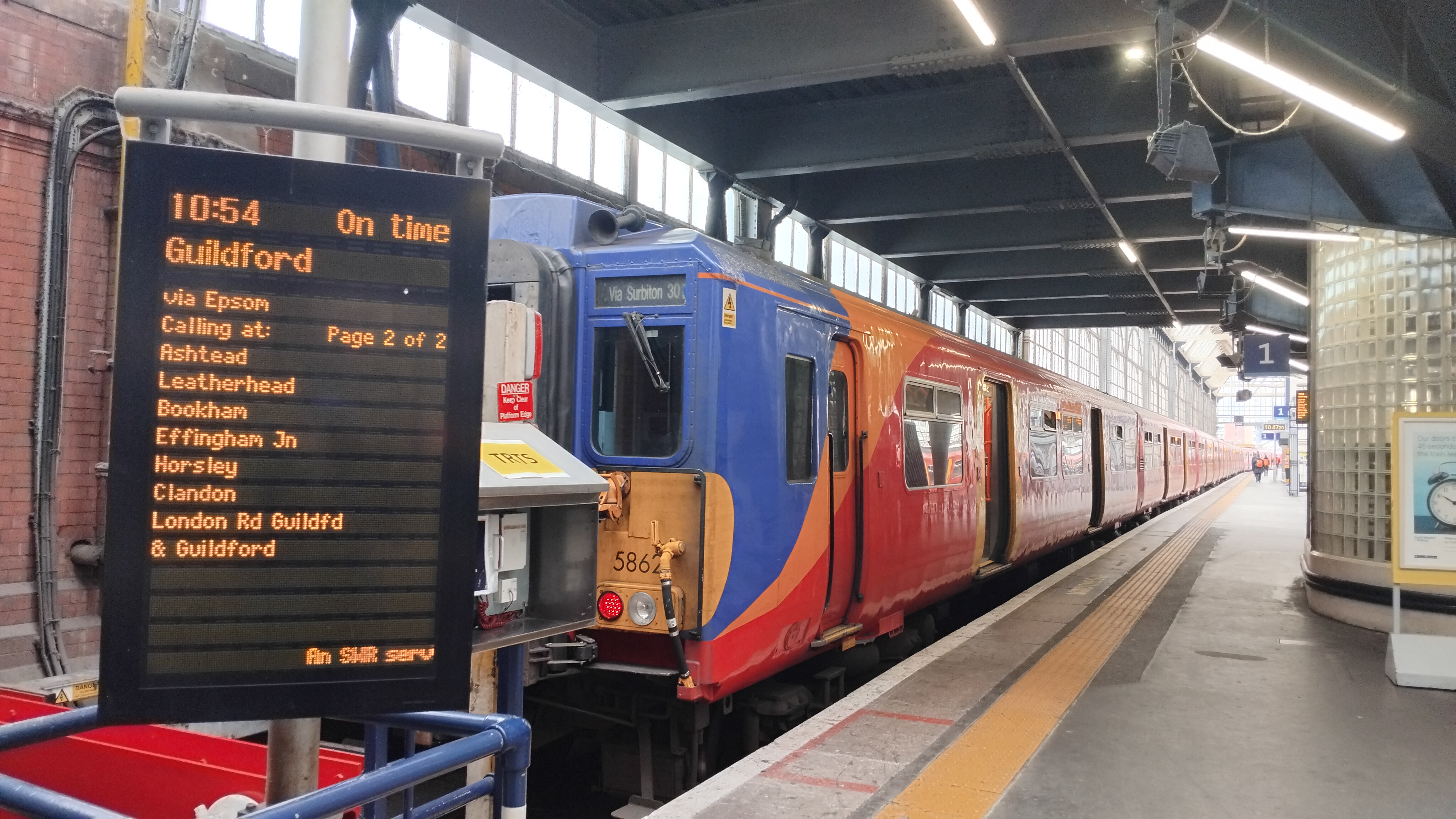 a Class 455 in Platform 1 at Waterloo